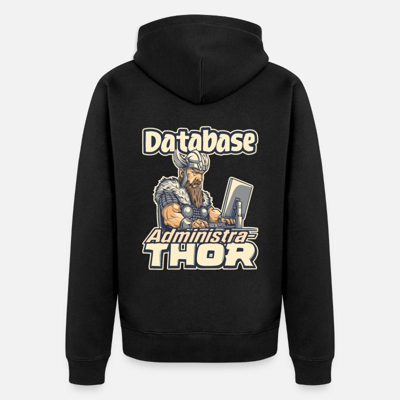Viking Databaseadministra-thor Nerdy - Unisex Premium Organic Zip Hoodie - black
