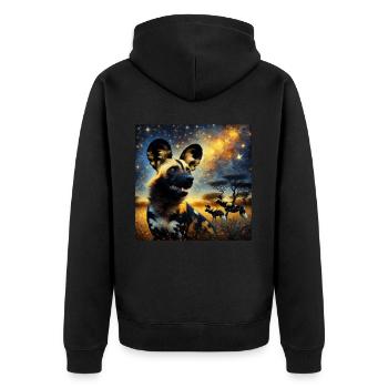 Chien sauvage africain Nuit étoilée - Veste à capuche bio Premium Unisexe - noir - Dos - Nico (187cm)