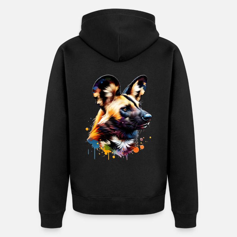 Chien sauvage d’Afrique - Veste à capuche bio Premium Unisexe - noir