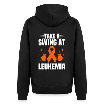 Leukämie Bewusstsein Blutkrebs Bekämpfung - Unisex Premium Bio Zip Hoodie - Schwarz - Hinten - Nico (187cm)