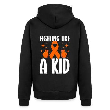 untersLeukämie Bewusstsein Blutkrebs Bekämpfung - Unisex Premium Bio Zip Hoodie - Schwarz - Hinten - Nico (187cm)