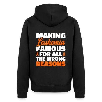 Leukämie Bewusstsein Blutkrebs Bekämpfung - Unisex Premium Bio Zip Hoodie - Schwarz - Hinten - Nico (187cm)