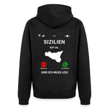 Sizilien Italien Urlaub Sicilia Idee - Unisex Premium Bio Zip Hoodie - Schwarz - Hinten - Nico (187cm)