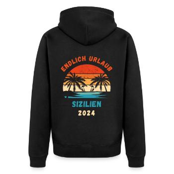 Sizilien Italien Urlaub 2024 Sicilia Idee - Unisex Premium Bio Zip Hoodie - Schwarz - Hinten - Nico (187cm)