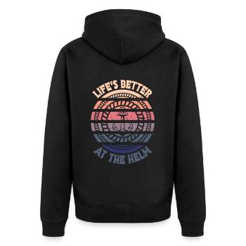 Boat Captain Funny Boat Sailing Lake Boater - Unisex Premium Organic Zip Hoodie - black - Back - Nico (187cm)