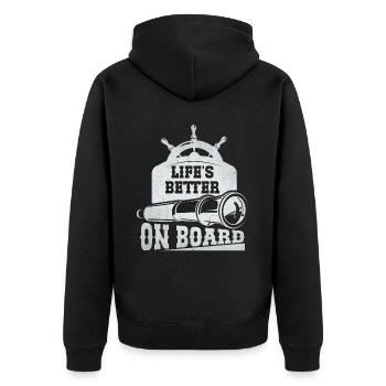 Boat Captain Funny Boat Sailing Lake Boater - Unisex Premium Organic Zip Hoodie - black - Back - Nico (187cm)