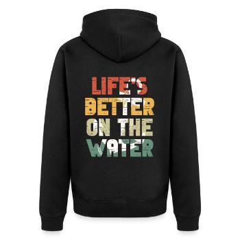 Boat Captain Funny Boat Sailing Lake Boater - Unisex Premium Organic Zip Hoodie - black - Back - Nico (187cm)