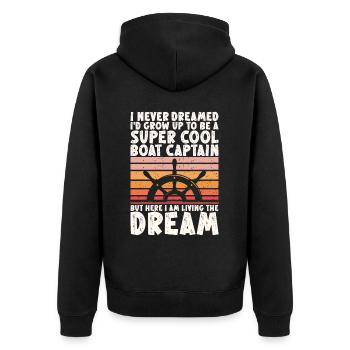 Boat Captain Funny Boat Sailing Lake Boater - Unisex Premium Organic Zip Hoodie - black - Back - Nico (187cm)