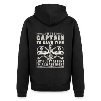 Boat Captain Funny Boat Sailing Lake Boater - Unisex Premium Organic Zip Hoodie - black - Back - Nico (187cm)