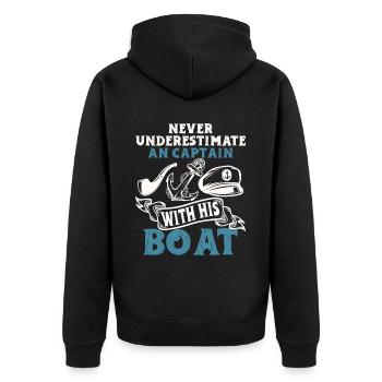 Boat Captain Funny Boat Sailing Lake Boater - Unisex Premium Organic Zip Hoodie - black - Back - Nico (187cm)