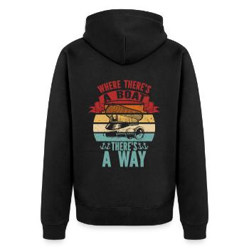 Boat Captain Funny Boat Sailing Lake Boater - Unisex Premium Organic Zip Hoodie - black - Back - Nico (187cm)