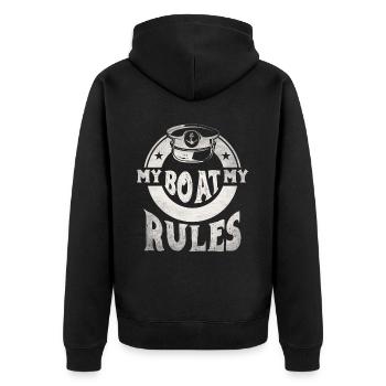 Boat Captain Funny Boat Sailing Lake Boater - Unisex Premium Organic Zip Hoodie - black - Back - Nico (187cm)