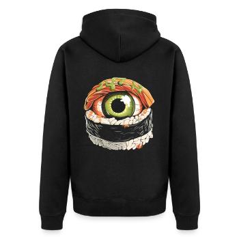 Weirdcore Aesthetics Sashimi Eyeball Sushi Creepy - Unisex Premium Organic Zip Hoodie - black - Back - Nico (187cm)