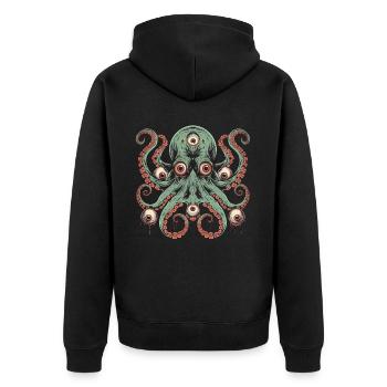 Weirdcore Aesthetic Octopus Eyeballs Cthulhu St - Unisex Premium Organic Zip Hoodie - black - Back - Nico (187cm)