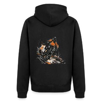 MTB biker American flag, Mountain Bike - Unisex Premium Bio Zip Hoodie - Schwarz - Hinten - Nico (187cm)