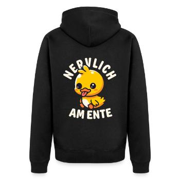 Stress Gestresst Nerven Arbeit Geschenk Spruch - Unisex Premium Bio Zip Hoodie - Schwarz - Hinten - Nico (187cm)