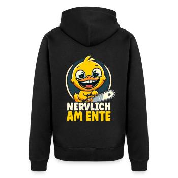 Stress Gestresst Nerven Arbeit Geschenk Spruch - Unisex Premium Bio Zip Hoodie - Schwarz - Hinten - Nico (187cm)
