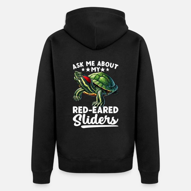 Turtle Red-eared Turtle - Unisex Premium Organic Zip Hoodie - black