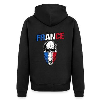 Franzosen Französisch Frankreich - Unisex Premium Bio Zip Hoodie - Schwarz - Hinten - Nico (187cm)