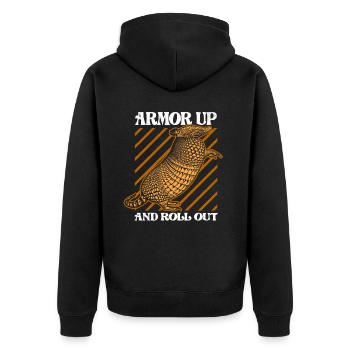 Armadillo - Drôle de dicton - Veste à capuche bio Premium Unisexe - noir - Dos - Nico (187cm)