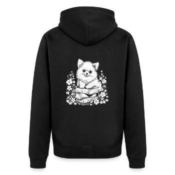 Lecteur de livre de fleurs de Poméranie Floral Cottagecore - Veste à capuche bio Premium Unisexe - noir - Dos - Nico (187cm)
