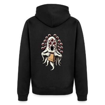 Gespenstische Party Lustiges Halloween Streetwear - Unisex Premium Bio Zip Hoodie - Schwarz - Hinten - Nico (187cm)
