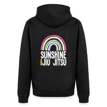 Sunshine And Jiu Jitsu Rainbow - Unisex Premium Organic Zip Hoodie - black - Back - Nico (187cm)