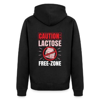 Lactose tolerant or lactose intolerant - Unisex Premium Organic Zip Hoodie - black - Back - Nico (187cm)