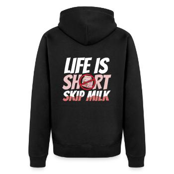 Lactose tolerant or lactose intolerant - Unisex Premium Organic Zip Hoodie - black - Back - Nico (187cm)