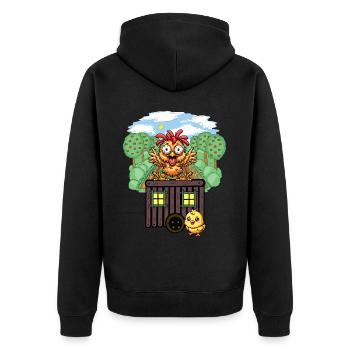 Hühner Huhn Bauwagen Garten Hühnerstall - Unisex Premium Bio Zip Hoodie - Schwarz - Hinten - Nico (187cm)