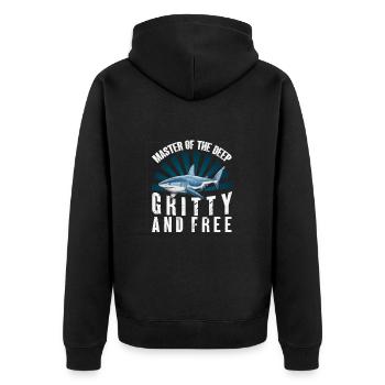 Comic-hai Unter Wasser - Unisex Premium Bio Zip Hoodie - Schwarz - Hinten - Nico (187cm)