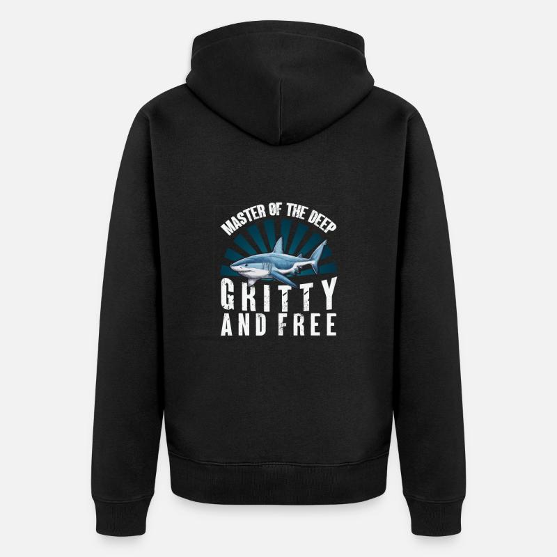 Comic-hai Unter Wasser - Unisex Premium Bio Zip Hoodie - Schwarz
