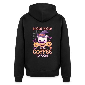 Hocus Pocus Coffee Halloween Funny Gift - Unisex Premium Organic Zip Hoodie - black - Back - Nico (187cm)