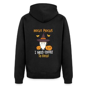 Hocus Pocus Kaffee Hexe Niedlich Lustig - Unisex Premium Bio Zip Hoodie - Schwarz - Hinten - Nico (187cm)