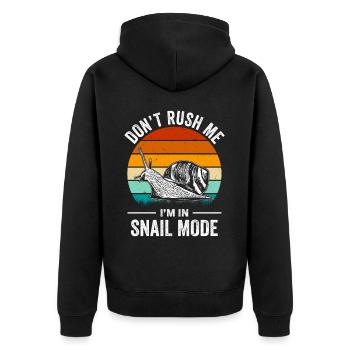 Witziger Schnecken Spruch - Unisex Premium Bio Zip Hoodie - Schwarz - Hinten - Nico (187cm)