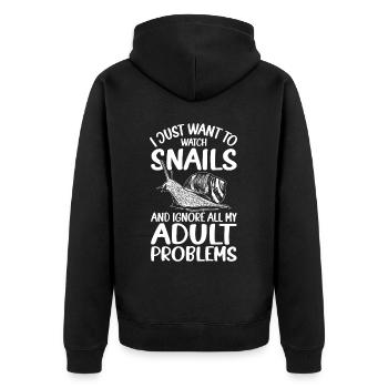 Witziger Schnecken Spruch - Unisex Premium Bio Zip Hoodie - Schwarz - Hinten - Nico (187cm)