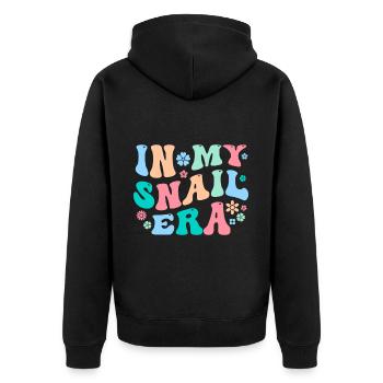 Witziger Schnecken Spruch - Unisex Premium Bio Zip Hoodie - Schwarz - Hinten - Nico (187cm)