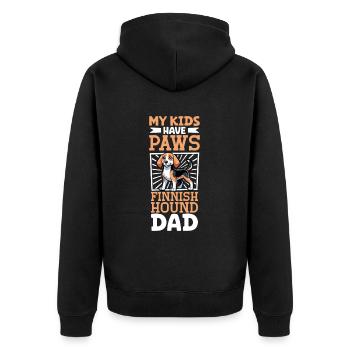 Finnischer Laufhund Papa - Unisex Premium Bio Zip Hoodie - Schwarz - Hinten - Nico (187cm)