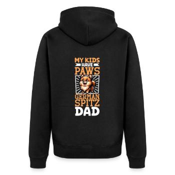 Deutscher Spitz Papa - Unisex Premium Bio Zip Hoodie - Schwarz - Hinten - Nico (187cm)