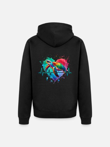 Hawksbill turtle ECG - Unisex Premium Organic Zip Hoodie - black