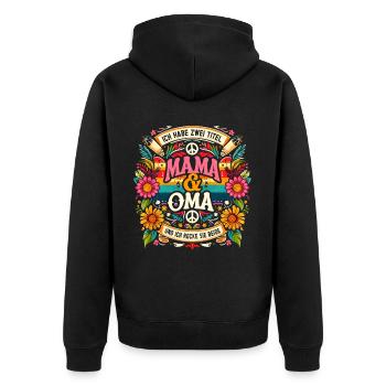 Geschenk Oma Baby Nachwuchs Mama Sprüche - Unisex Premium Bio Zip Hoodie - Schwarz - Hinten - Nico (187cm)