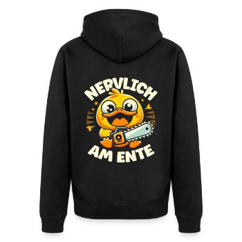 Stress Gestresst Nerven Arbeit Geschenk Spruch - Unisex Premium Bio Zip Hoodie - Schwarz - Hinten - Nico (187cm)