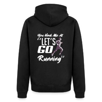 Du Hattest Mich Bei Lass Uns Laufen - Unisex Premium Bio Zip Hoodie - Schwarz - Hinten - Nico (187cm)