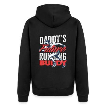 Motif du futur partenaire de course de papa - Veste à capuche bio Premium Unisexe - noir - Dos - Nico (187cm)