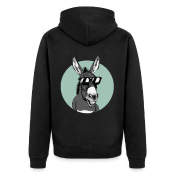 Esel Eselchen Maultier Muli - Unisex Premium Bio Zip Hoodie - Schwarz - Hinten - Nico (187cm)