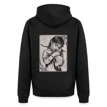 Hidden Darkness – Girl with Demon Skull - Unisex Premium Organic Zip Hoodie - black - Back - Nico (187cm)