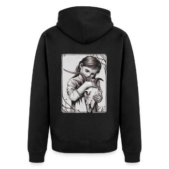 Hidden Darkness – Girl with Demon Skull - Unisex Premium Organic Zip Hoodie - black - Back - Nico (187cm)