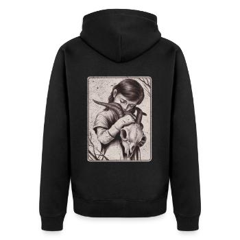 Hidden Darkness – Girl with Demon Skull - Unisex Premium Organic Zip Hoodie - black - Back - Nico (187cm)
