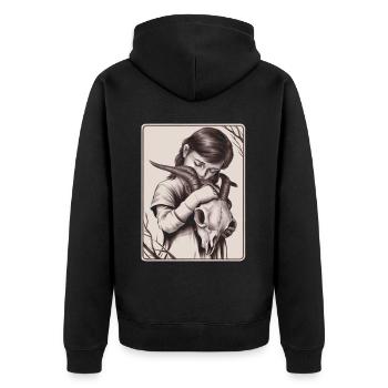 Hidden Darkness – Girl with Demon Skull - Unisex Premium Organic Zip Hoodie - black - Back - Nico (187cm)