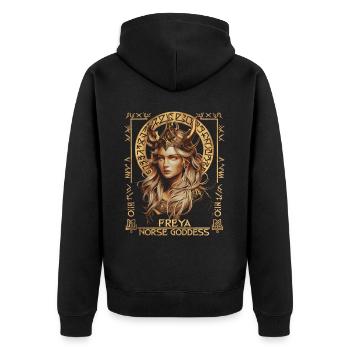 Freya – goddess of Norse myths - Unisex Premium Organic Zip Hoodie - black - Back - Nico (187cm)